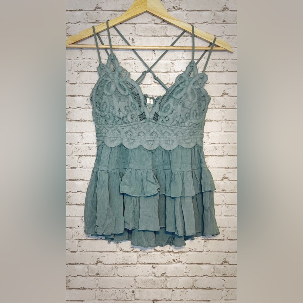 Crochet Lace Peplum Cami